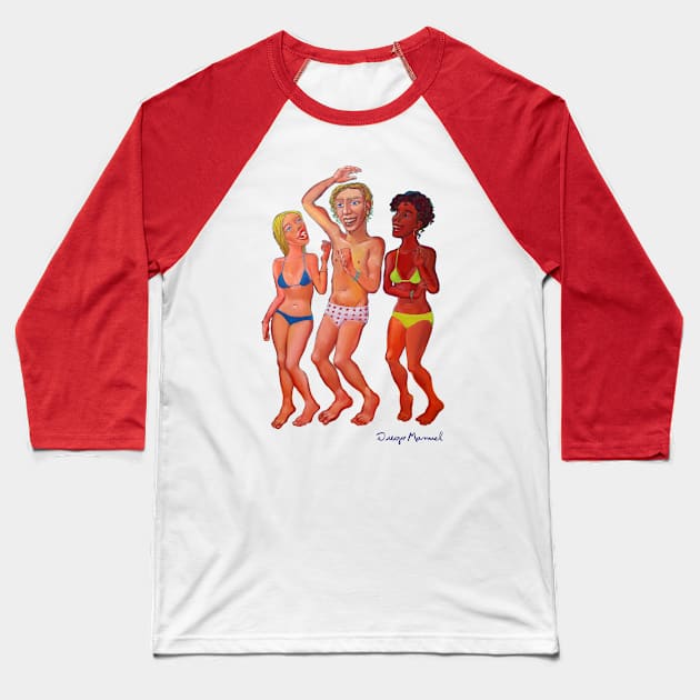 Dancing on the beach 10 Baseball T-Shirt by diegomanuel